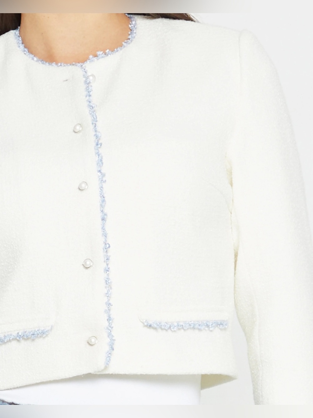 White tweed skirt suit set - Picture 4 of 16